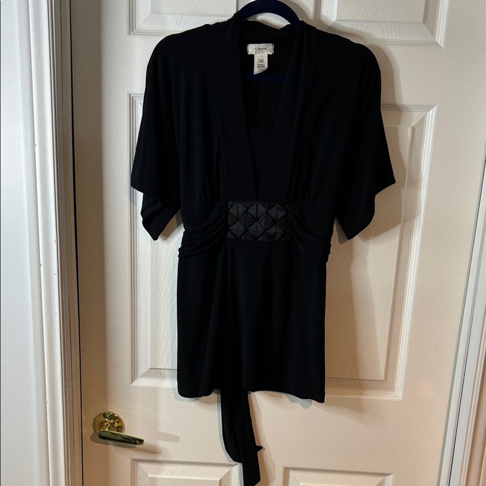 Laura Black Women's Blouse with Geometric Detail